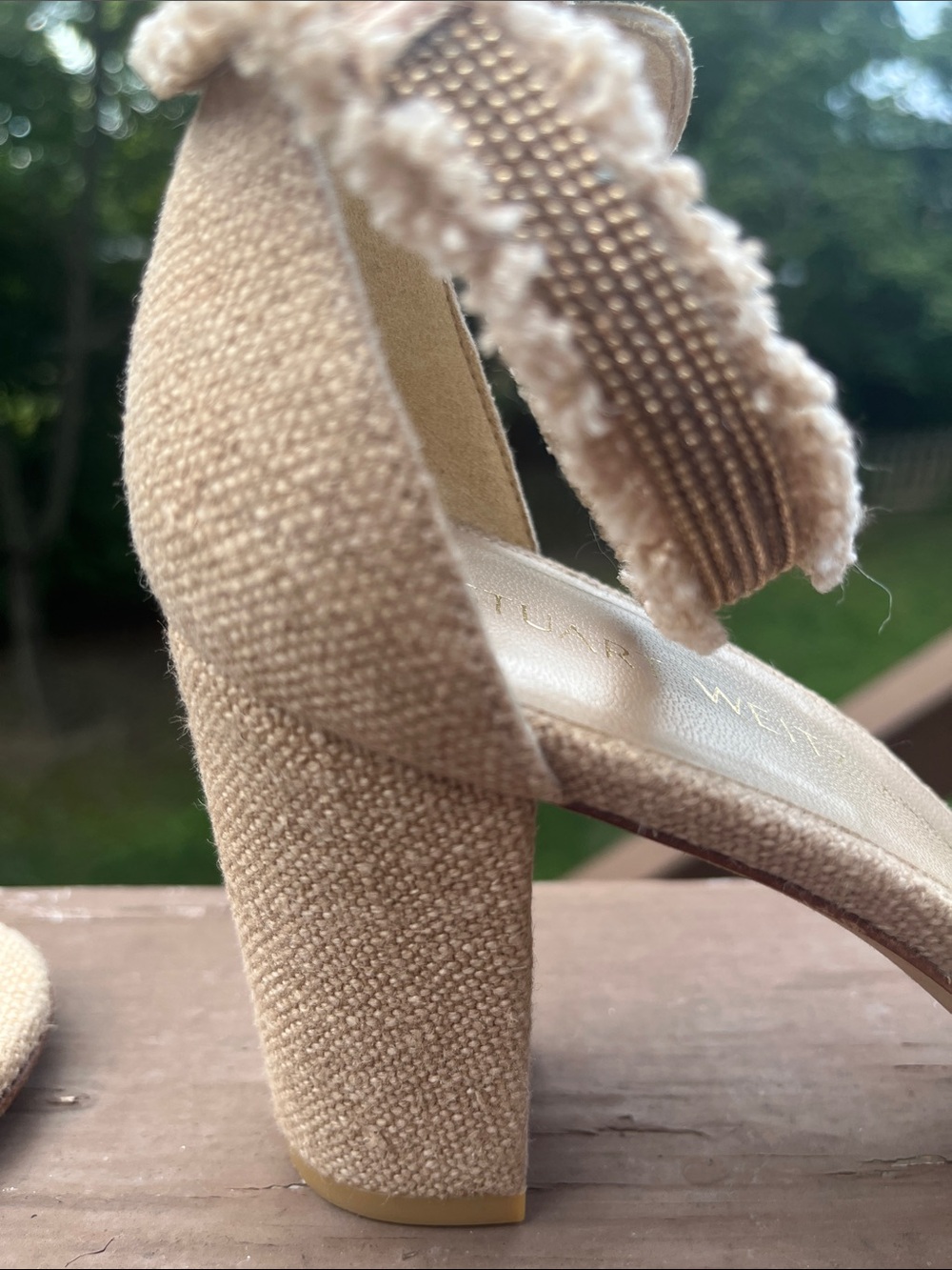 Stuart Weitzman frayed canvas sandals. Size 8-1/2 M - Picture 8 of 11